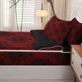 thumbnail image 5 of Homewish Boho Skull Skeleton Zipper Full Size Comforter Sets with Fitted Sheet and 2 Pillowcases,Retro Red Damask Zipper Bedding Set,Halloween Bed Set,Black Reversible,4pcs, 5 of 8
