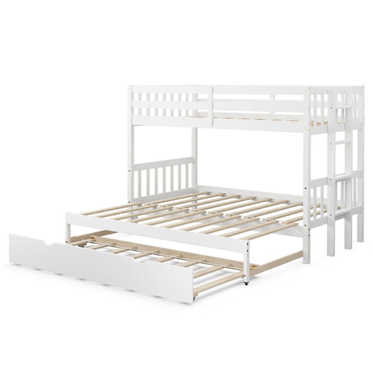 Demi Bonn Twin Pull-Out Bunk Beds with Ladder in the Steps and a Trundle, Bunk Bed Platform, White