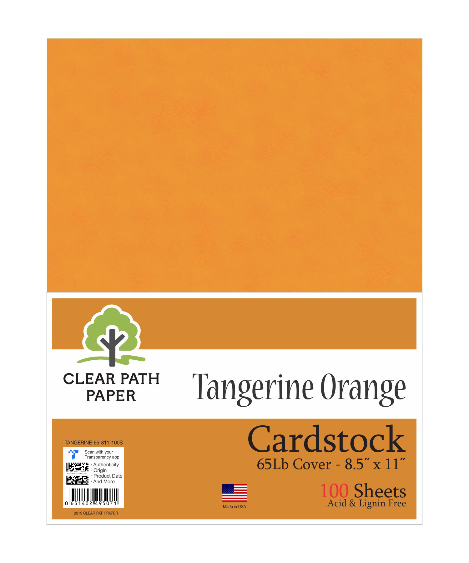 Tangerine Orange Cardstock 8.5 x 11 inch 65Lb Cover 100 Sheets