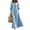 Sky Blue, variant on Dvprdro Womens Casual Flowy V Neck 3/4 Sleeve Ruffle Hem Maxi Dress Button Front Solid A Line Beach Vacation Long Dress