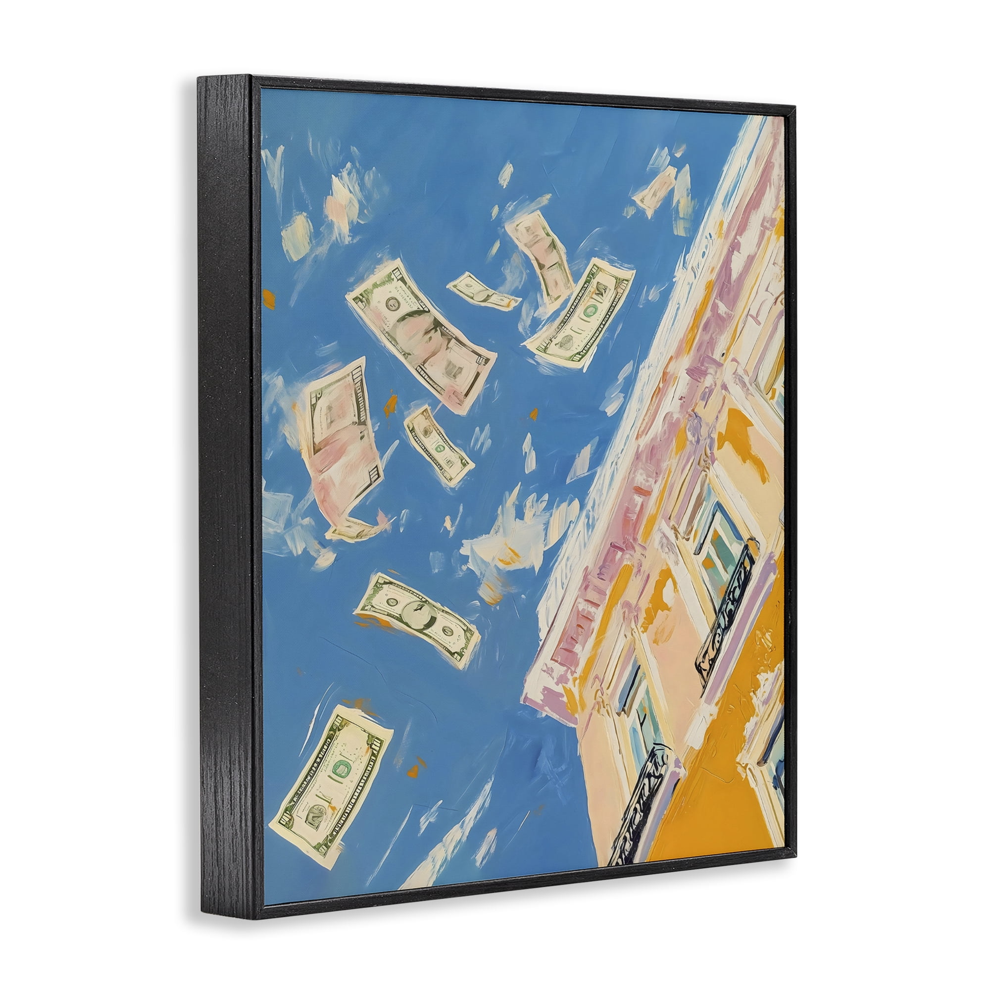 Stupell Industries Money Rain Drifting Past Windows Black Framed Giclee Art, design by The Prints Vibe