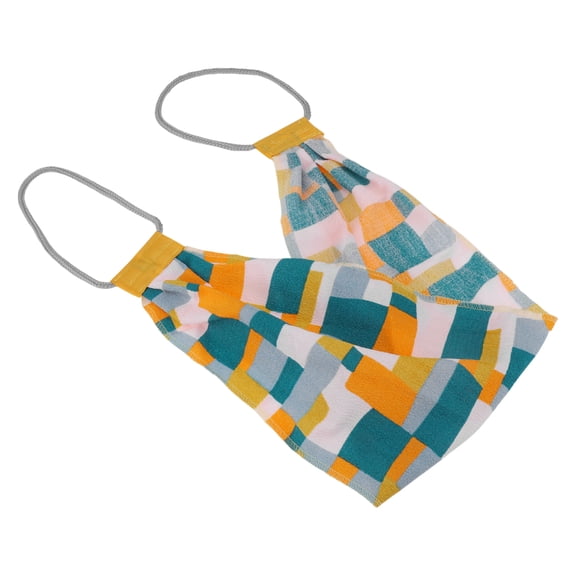 Unique Bargains 1 Pc Plaid Body Scrub Towel Exfoliating Towel Orange Green