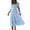 Light Blue, variant on Vivianyo HD Women's Square Neck Midi Dress, Puff Sleeves with Layered Ruffles, A-Line Dress with A Cinched Waist and Pleats, Women's S, Sizes S-2XL
