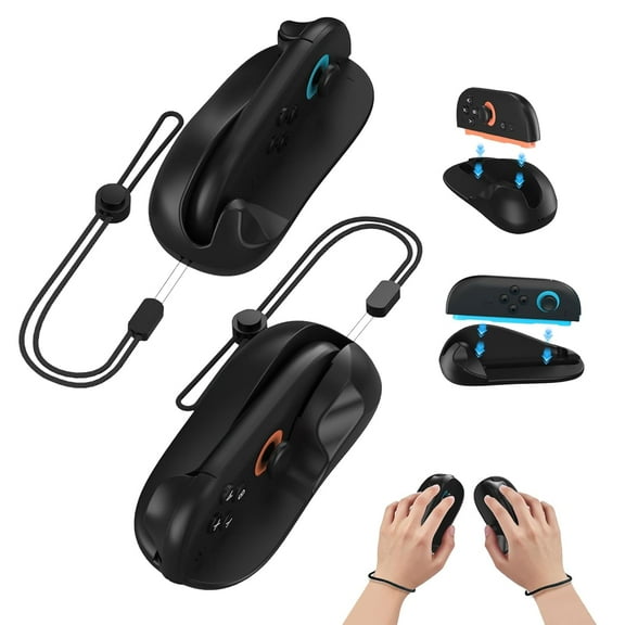 Gaming Controller Mouse for Joycon 2 Grip, Magnetic Mouse Game Stand Holder with Hand Strap Compatible with Switch 2 (2025), Mini Portable Mice for Drag x Drive Game Accessories (Black)
