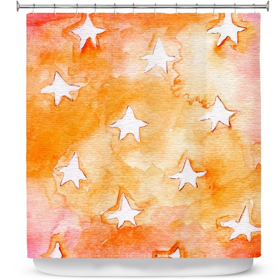Shower Curtains 70" x 84" from DiaNoche Designs by Marley Ungaro - Artsy Orange Stars