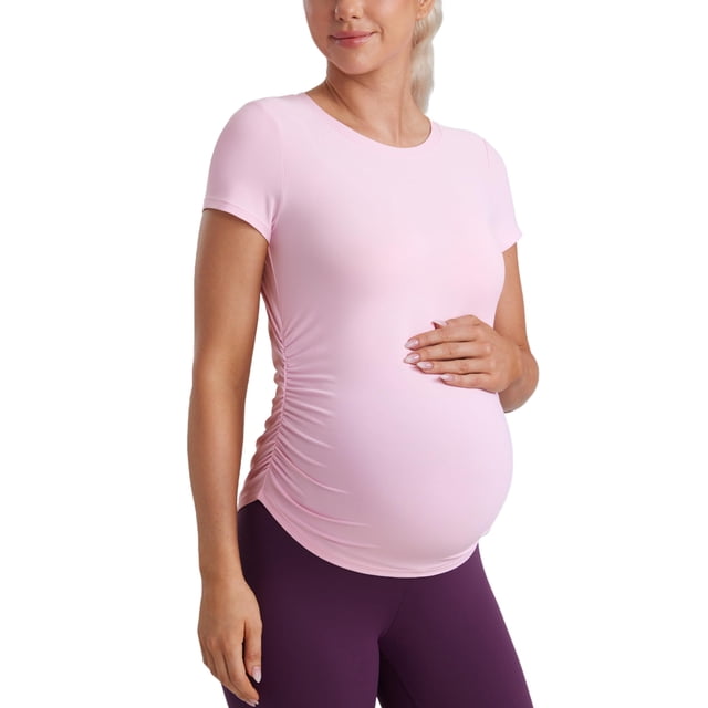 Remera CRZ YOGA Cloudweight Premamá con Fruncido Lateral Rosa L