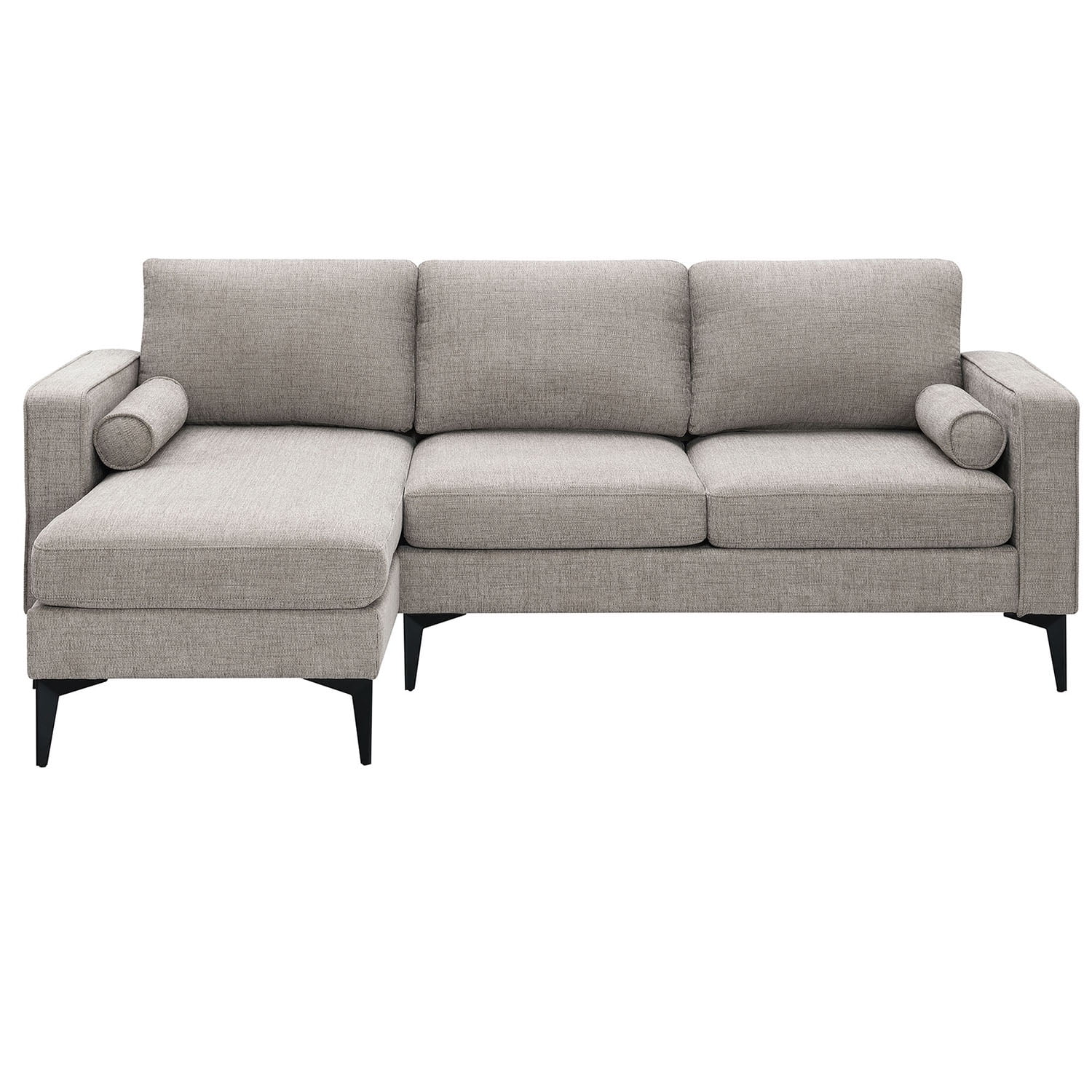 Kadyn 86" Convertible Sectional Sofa, Modern Chenille Fabric Sofa with Reversible Chaise and 2 Pillows, L-Shaped 3-Seat Sofa for Apartment, Camel