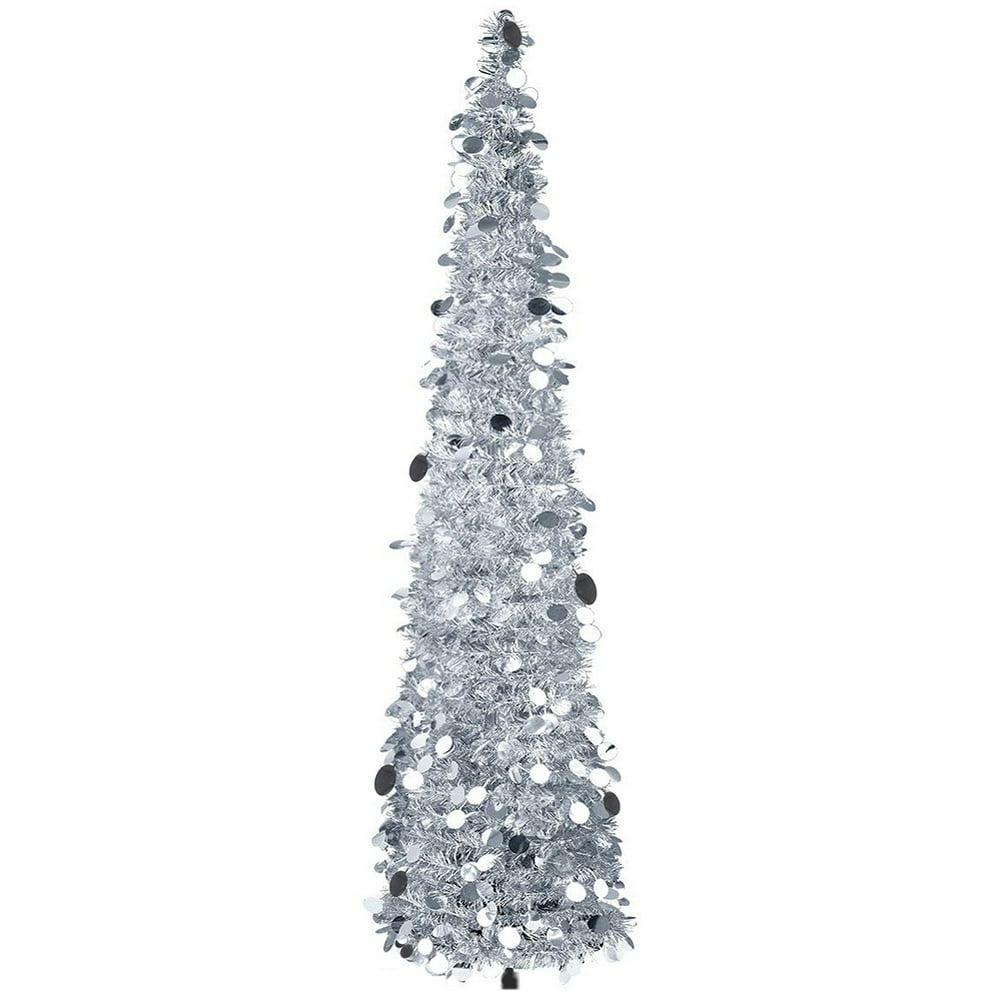 Spiral Colorful Sequin Tinsel Artificial Pencil Christmas Tree With Collapsible for Christmas