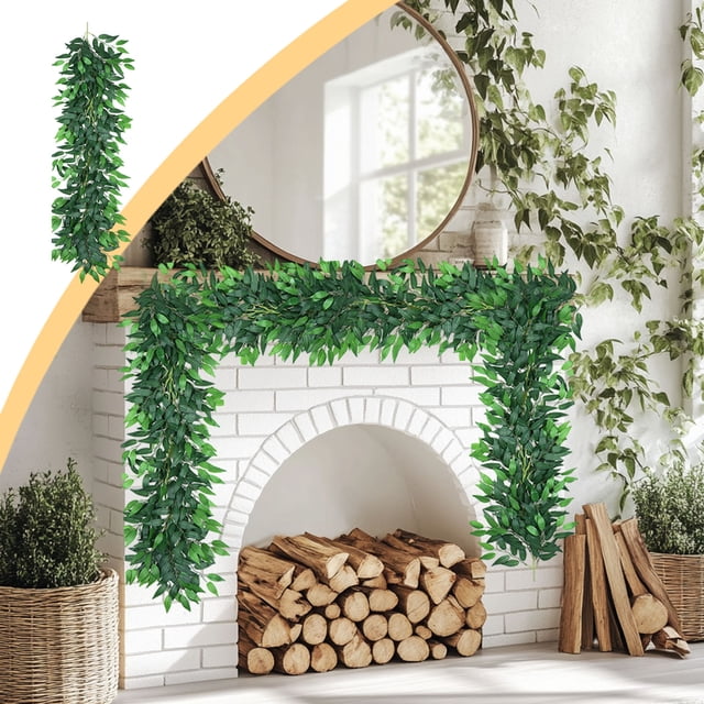 TIMIFIS Plasti C Willow Leaf Simulation Rattans, Home Decor Faux Willows Leaf Rattan Date Leaf Evergreens Decorative Rattan