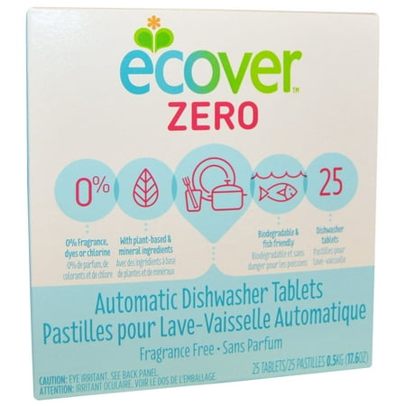 Ecover, Zero, Automatic Dishwasher Tablets, Fragrance Free, 25 Tablets, 17.6 oz (pack of