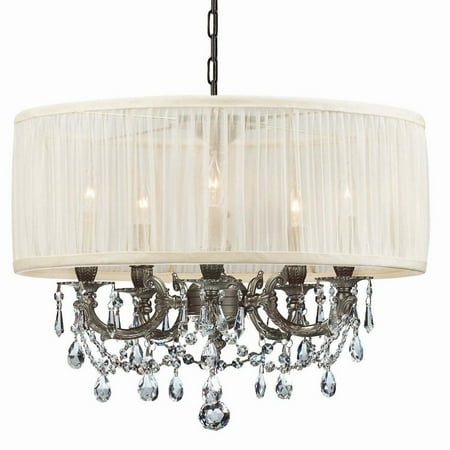 - Crystorama Gramercy 5 Light Swarovski Strass Crystal Pewter Drum Shade Mini Chandelier