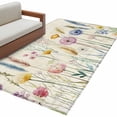 thumbnail image 2 of 2.7x5 Area Rugs, Leaf Wildflower Non-Skid Rubber Backing Large Rectangle Rugs - Living Room Bedroom Home Office, Vintage Country Plant Floral Leaves Indoor Floor Mat Carpets Washable Rug, 2 of 9