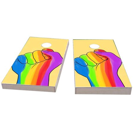 Skip's Garage Gay Pride Rainbow Hand Solid Wood Cornhole Board Set