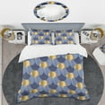 thumbnail image 2 of Designart 'Retro Luxury Waves In Gold And Blue VIII' Mid-Century Modern Duvet Cover Set, 2 of 4