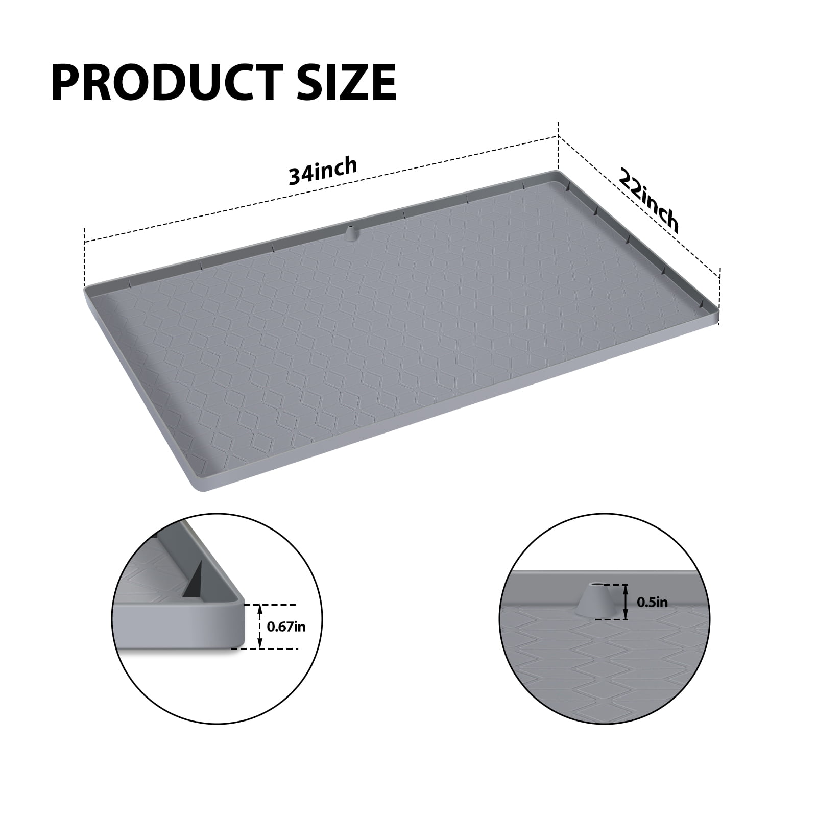 MHHA Under Sink Mat for Kitchen Waterproof, 34 × 22 Silicone Bathroom  Sink Mat, Under Sink Liner drip Tray and Protectors for Bottom of Kitchen