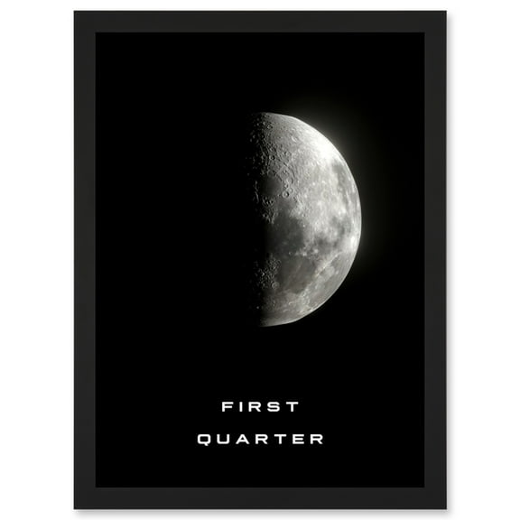 Phases of the Moon Astronomy First Quarter Lunar Space Poster Artwork Framed Wall Art Print A4