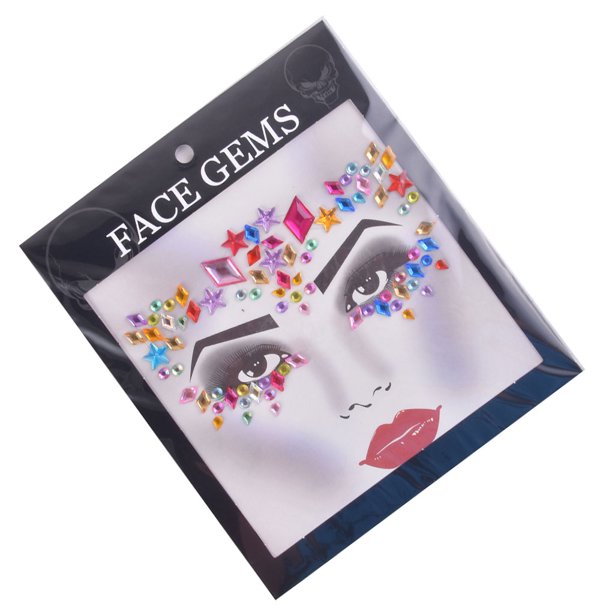 Vogacara Ojo cuerpo cara gemas diamantes de imitación pegatinas autoadhesivas estilo Simple geométrico brillo elegante uñas mujeres Festival Tratamientos faciales Vistoso