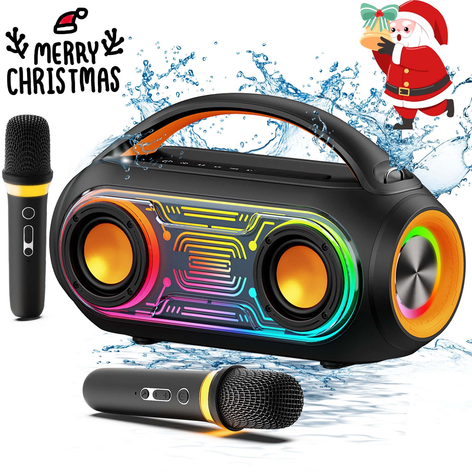 JYX Waterproof Bluetooth Speaker, Portable Speaker with 2 Microphones ...