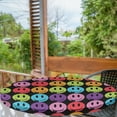 thumbnail image 2 of Ambesonne Emoji Fitted Round Tablecloth, Retro Happy Faces Trippy Aura, 56"- 60" Diameter, Black Multicolor, 2 of 5