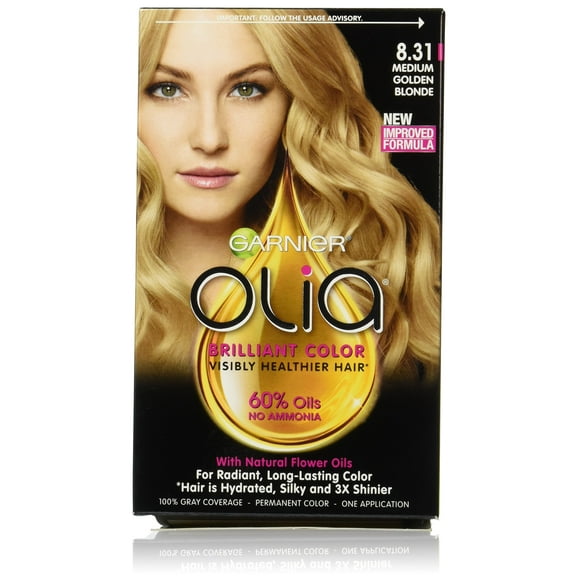 Garnier Olia Oil Powered Permanent Hair Color, 60% Oil Blend for Pure, Vivid, Long-Lasting Color, 8.31 Medium Golden Blonde