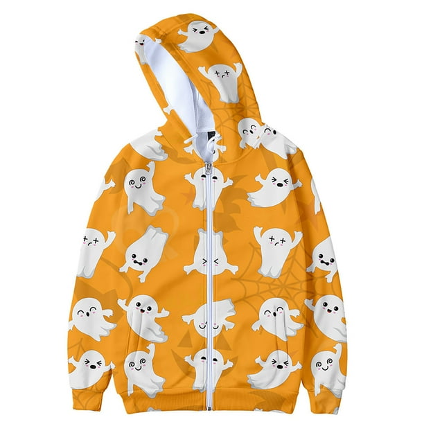 Suéter de manga larga con cremallera y capucha para hombres y mujeres adultos con estampado 3D de Halloween Fridja ghj987+3175