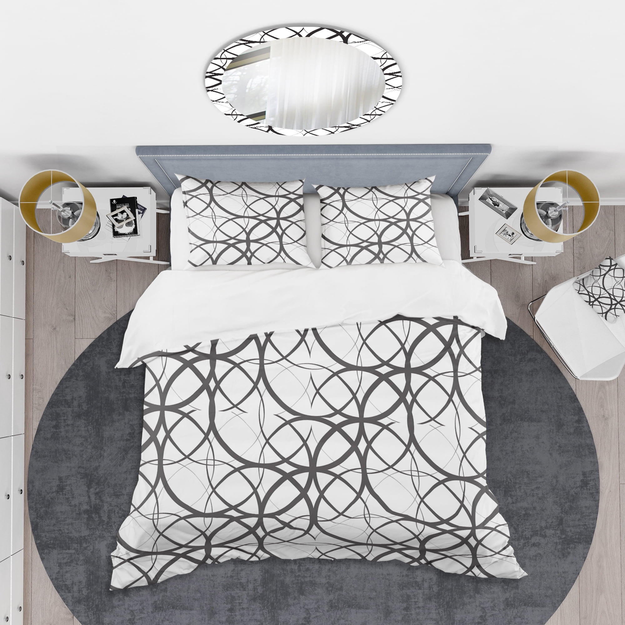 Designart 'Monochrome Geometric Pattern' Mid-Century Modern Duvet Cover Set