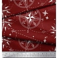 thumbnail image 2 of Soimoi Red Cotton Poplin Fabric Direction Compass Nautical Print Sewing Fabric Yard 56 Inch Wide, 2 of 5