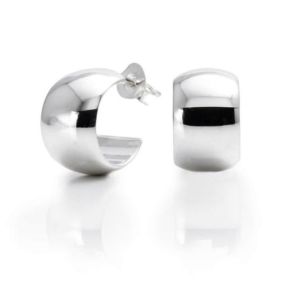 Silverly Women's Men's 925 Sterling Silver 8 mm Half Cuff Hoop Stud Earrings