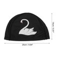 thumbnail image 4 of Unique Bargains 1 Pc Knitted PU Elastic Swans Pattern Swim Cap Black White, 4 of 5