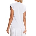 thumbnail image 4 of Cap Sleeve Tank Tops Womens Cotton Summer Casual Loose Fit Basic Tee Shirts Workout Yoga Gym Fashion (XL, White), 4 of 4