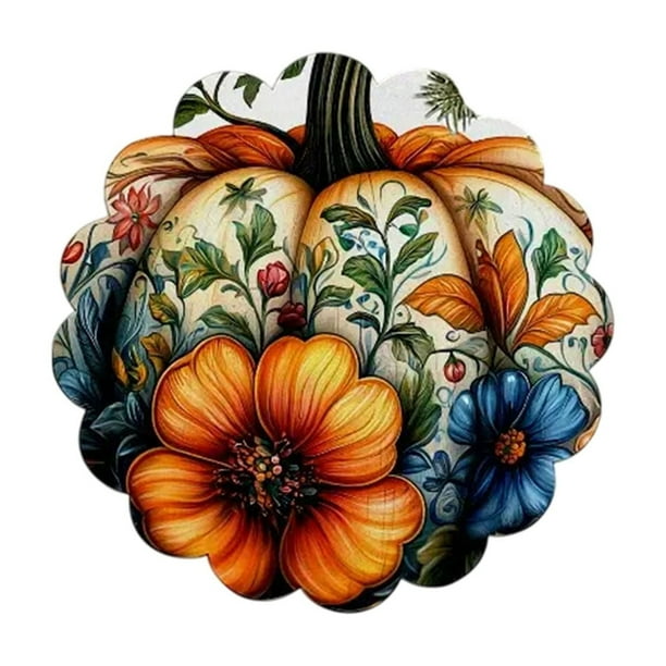Mantel individual de otoño, mantel con temática otoñal, hojas de calabaza, mantel retro para comedor, manteles individuales para fiesta de la cosecha de otoño, resistentes a las manchas y al calor, ma