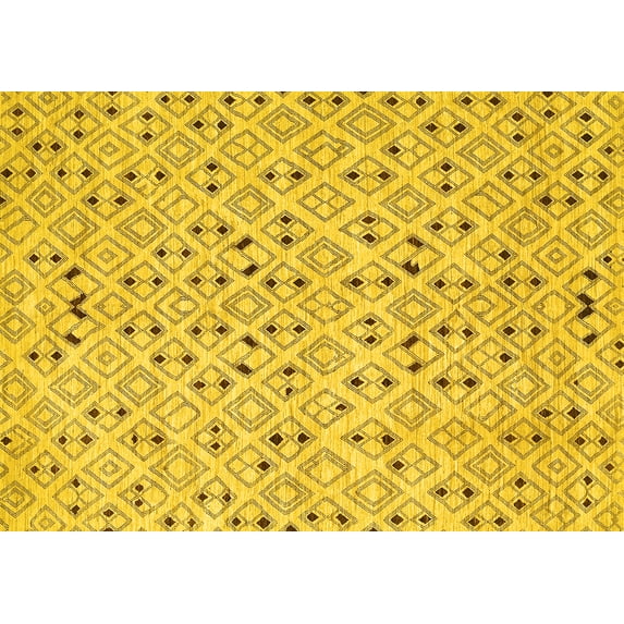 Ahgly Company Indoor Rectangle Abstract Yellow Contemporary Area Rugs, 3' x 5'