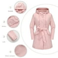 thumbnail image 2 of ameIAEA Womens Long Sleeve Hooded Jacket Windproof Waterproof Trench Coat Travel Hiking Overcoat with Belt, 2 of 7