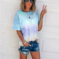 thumbnail image 3 of Summer Casual Crew Neck Sleeve Short Women's Tops T Shirt Tie Dye Tee Women's Blouse, 3 of 4