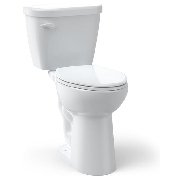 M optimized Elongated ADA Height Two-Piece Toilet 1.28 GPF Flush with Soft-Close Seat, 17" Comfort Height, Durable Ceramic Bowl & 12" Rough-In, Easy Installation, White