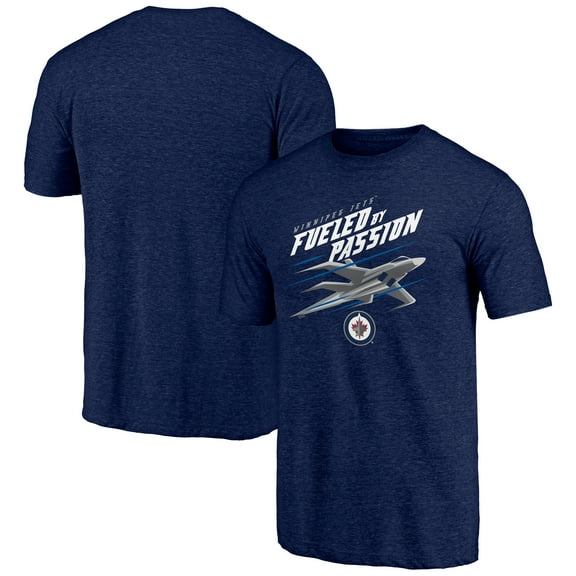 Men's Navy Winnipeg Jets Shoot to Score Tri-Blend T-Shirt