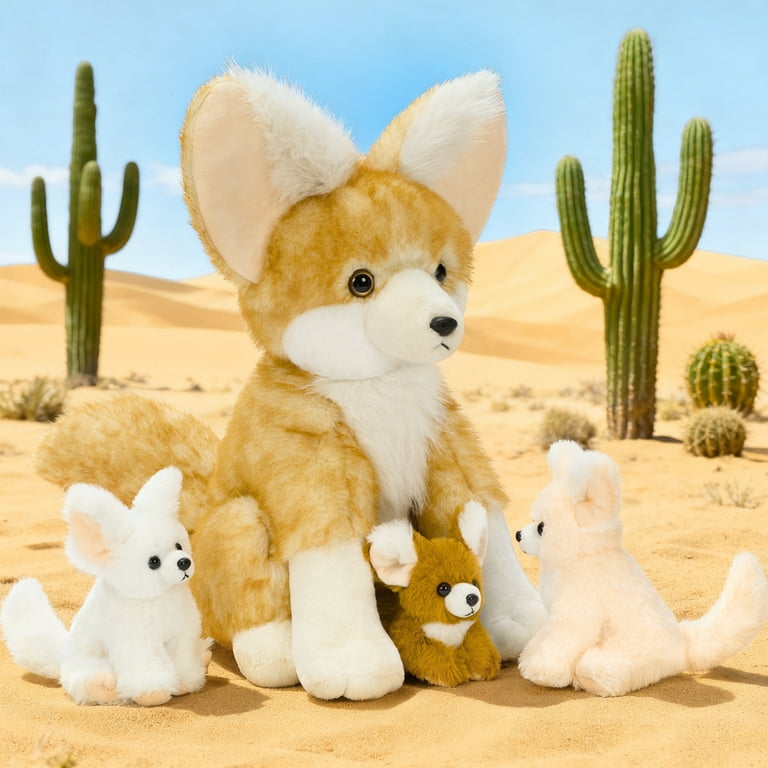 MorisMos, 17'' Fennec Fox Stuffed Animals with 3 Plush Babies