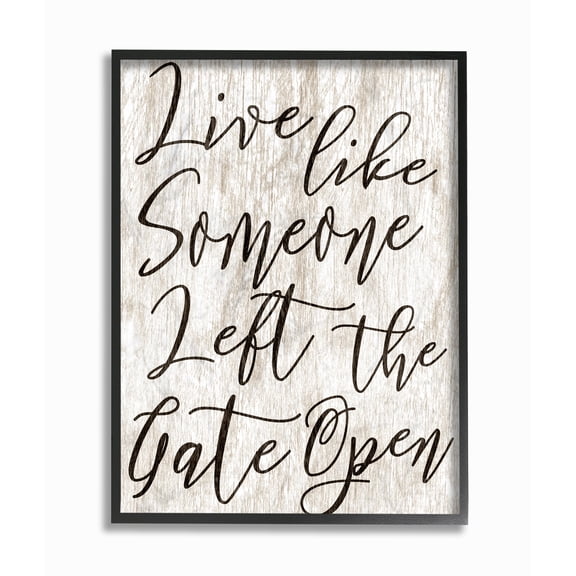 Stupell Industries Live Like Gate Open Typography Painting Black Framed Art Print Wall Art, 11 x 14