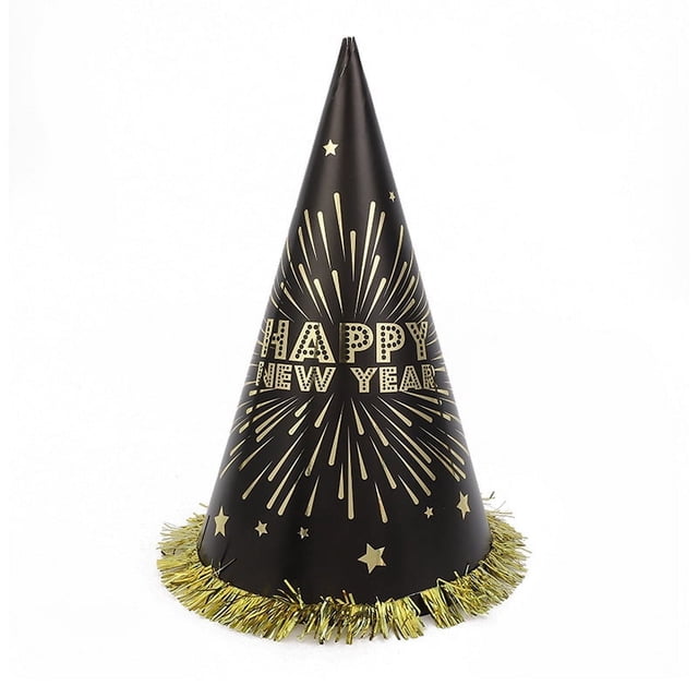 Sombrero de año nuevo con temática de oro negro para niños y adultos, decoración para fiestas de año nuevo, accesorios para fotos, diadema