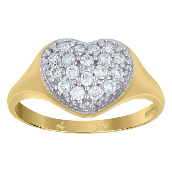 10k Gold Womens Two-Tone CZ Heart Band Ring