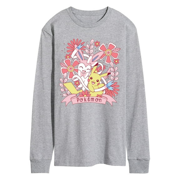 Pokémon - Valentine Florals Pikachu Sylveon - Men's Long Sleeve Graphic T-Shirt