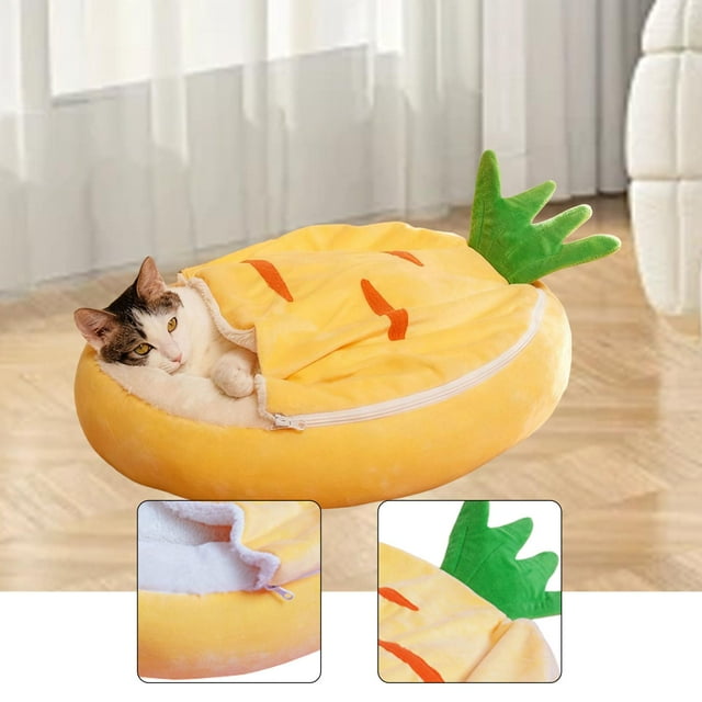 Cama para gatos de interior con edredón desmontable, cómoda y relajante, ideal para perros pequeños y gatitos. Cojín acogedor tipo cueva cálida.