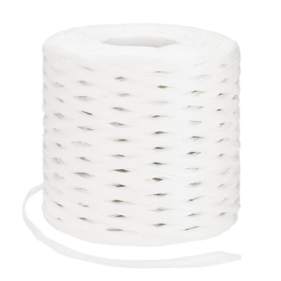 Uxcell Raffia Yarn for Crochet, 219 Yards 5mm Raffia Paper Ribbon Flat String for DIY Crafts[White]