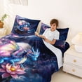 thumbnail image 3 of Feelyou Lotus Fairy Dragon Full Size Sheets for Kids Boys Girls, Starry Sky Animal Bed Sheets, Blue Pink, 4pcs, 3 of 5