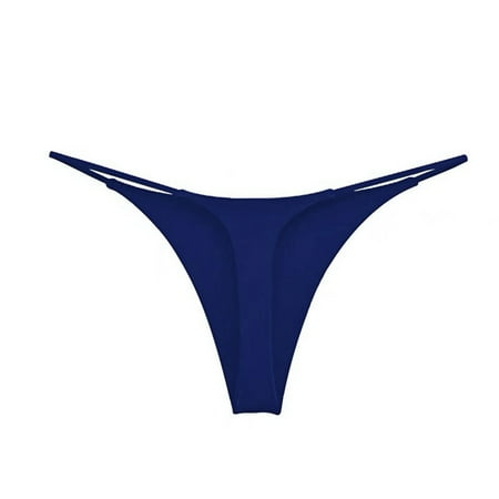 

BSDHBS Women Panties Women Double Strap Thong Low Waist Double Cotton T Shape Panties Blue Size S