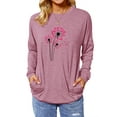 thumbnail image 1 of Xuanfei Women Dandelion Print Round Neck Pockets Long Sleeve Pullover Top, 1 of 7