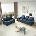 thumbnail image 2 of 5-Seat Modular Sectional Sofa with Storage Boxes, Faux Leather Mid Century Modern Couches, Comfy Cloud Couch with Nails Decoration and Wood Legs for Living Room, Navy Blue, 2 of 8