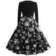 thumbnail image 3 of Women's Vintage Christmas Dress Retro Long Sleeve Party Dress with Festive Print and Bowknot Belt, 3 of 3