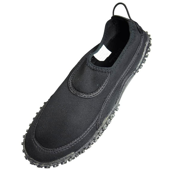 New Wave Mens Water Aqua Sock Shoe Pool Beach Surf Slip On, 37123 37123-8D(M)US all black