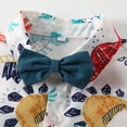 thumbnail image 5 of Bullpiano Toddler Baby Boy Gentleman Shorts Sets Infant Kids Cartoon Dinosaur Print Short Sleeve Button down Bowite Shirt Top+Shorts Suits Hawaiian Outfit 1-6Y, 5 of 9